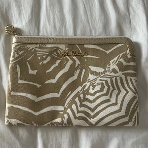 Lilly Pulitzer, canvas and gold embellished clutch